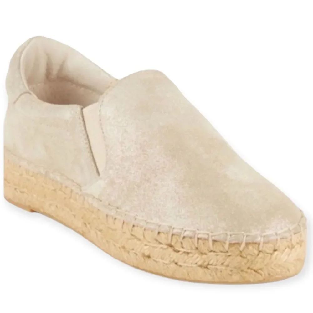 Marc Fisher Metallic Leather Espadrilles Slip On Hemp Wrap Loafers